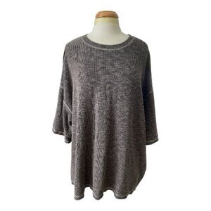 POL Oversized Gray Thermal Knit Top